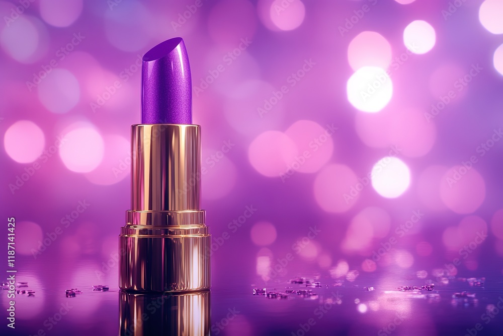 Elegant Purple Lipstick on a Reflective Surface with Subtle Gold Accents and a Soft Amethyst to Lavender Gradient Background Highlighted by Glowing Bokeh Lights
Elegant Purple Lipstick on a Reflective Surface with Subtle Gold Accents and a Soft Amethyst to Lavender Gradient Background Highlighted by Glowing Bokeh Lights