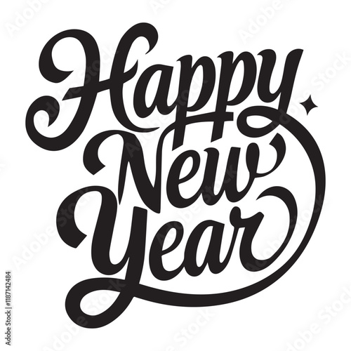 Happy New Year Typography Design For New Year Vector Illustration clean art