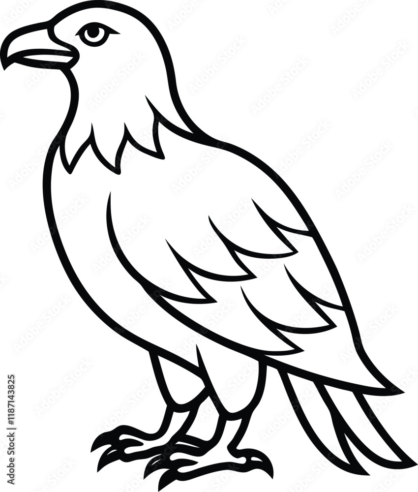 Obraz premium Standing Eagle vector, Eagle silhouette vector, Eagle line art vector illustration design