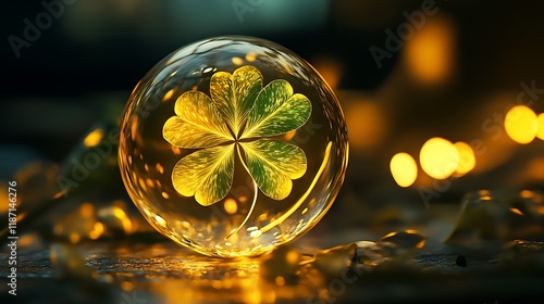 Wallpaper Mural A softly glowing clover leaf inside a luminous ball Torontodigital.ca