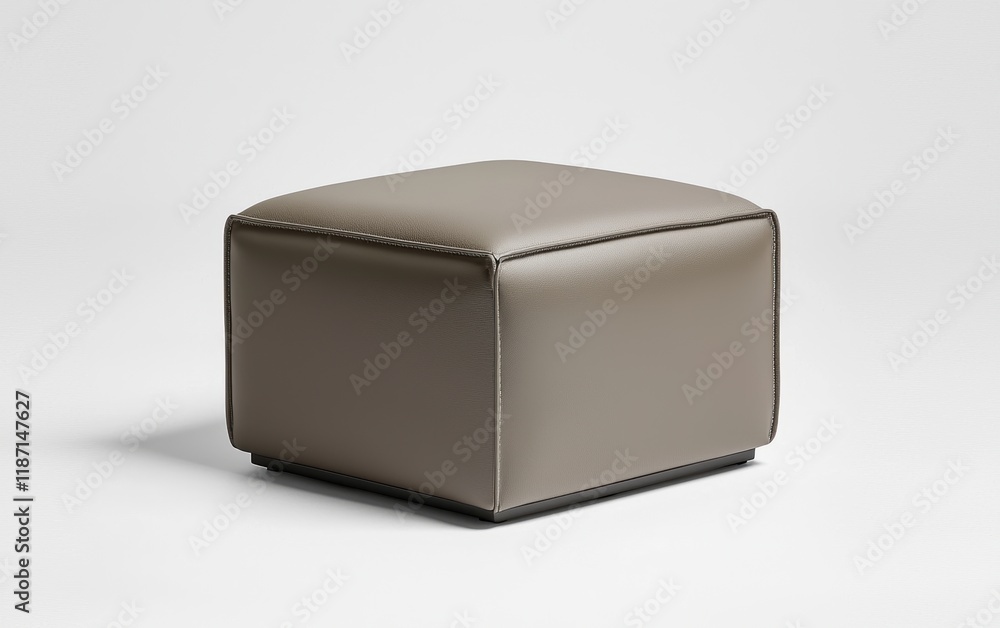 A sleek, modern leather ottoman featuring a square shape and minimalist design, perfect for any contemporary living space.