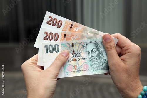 Czech koruna paper banknotes photo