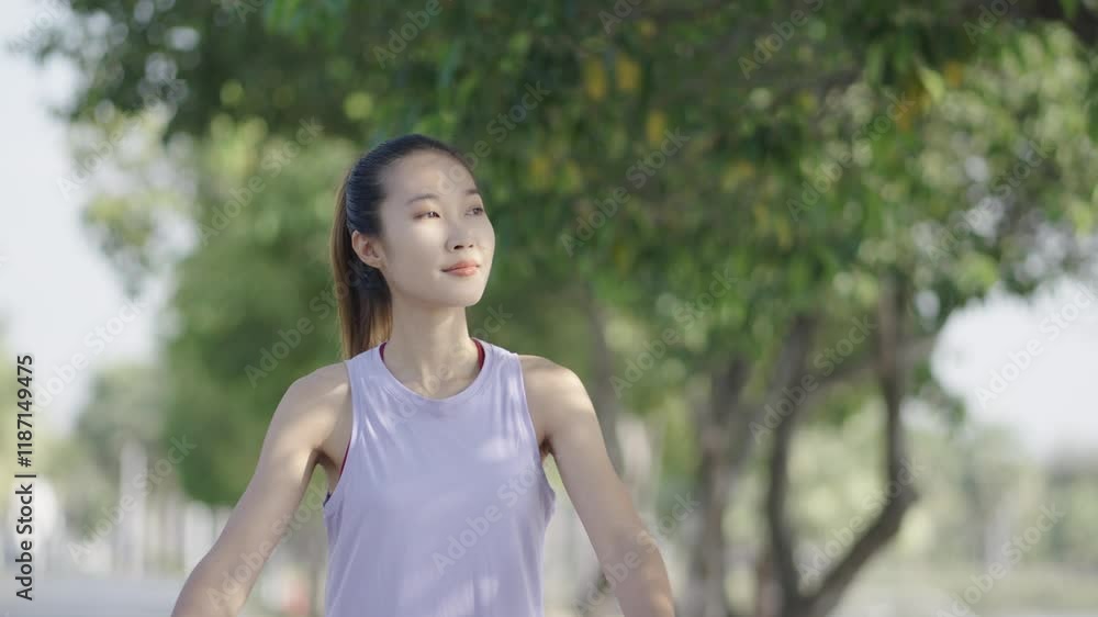 A women is exercising and relaxing in a park. A women is exercising and relaxing in a park.
