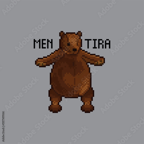 Teddy bear, pixel art meme photo