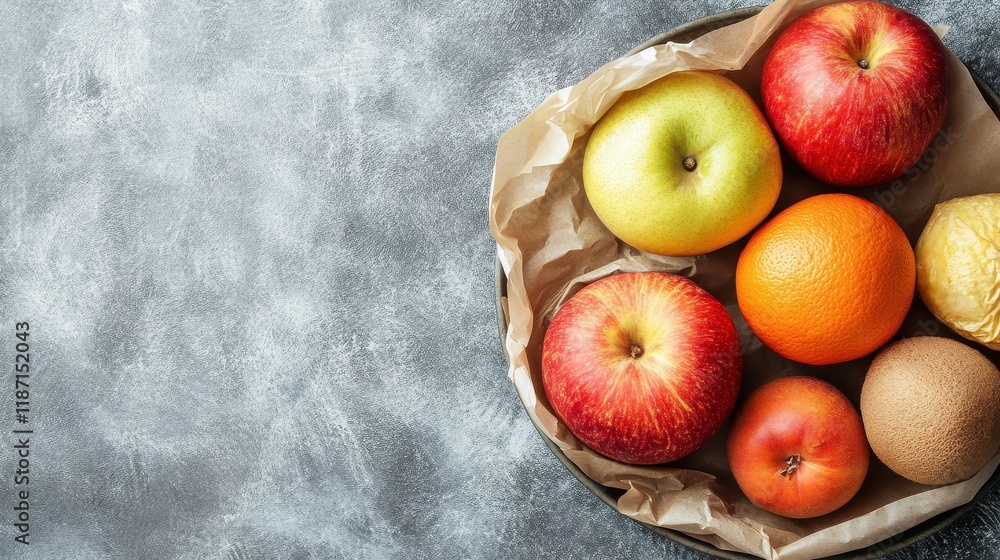 Colorful Fresh Fruits in a Rustic Bowl