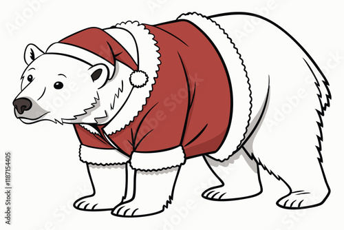 A white Santa suit stares directly at the camera