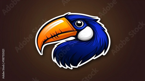 Vibrant toucan head illustration.  Bold colors, stylized design. photo