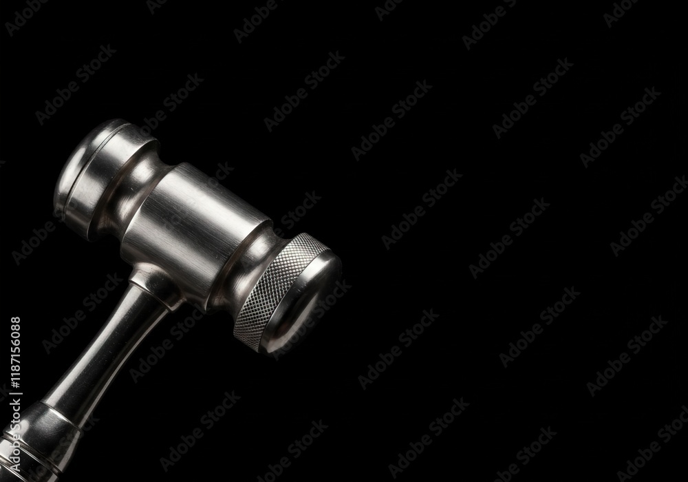 High-quality close-up of a polished metal gavel High-quality close-up of a polished metal gavel