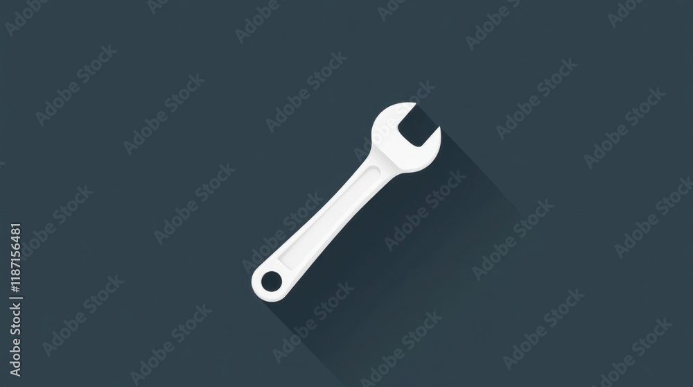 Simple Wrench Icon with Solid Handle and Open End Simple Wrench Icon with Solid Handle and Open End