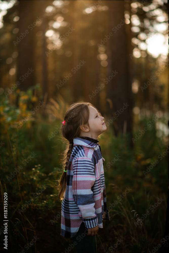 girl sitting on a stone in the fores girl sitting on a stone in the fores