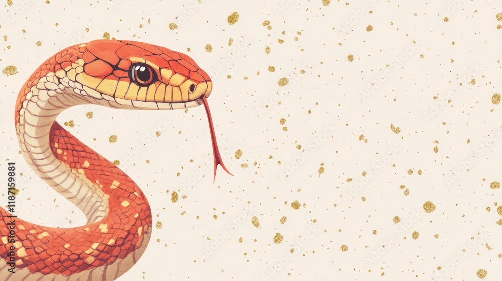 Obraz premium Elegant Red Snake: A Detailed Botanical Illustration
