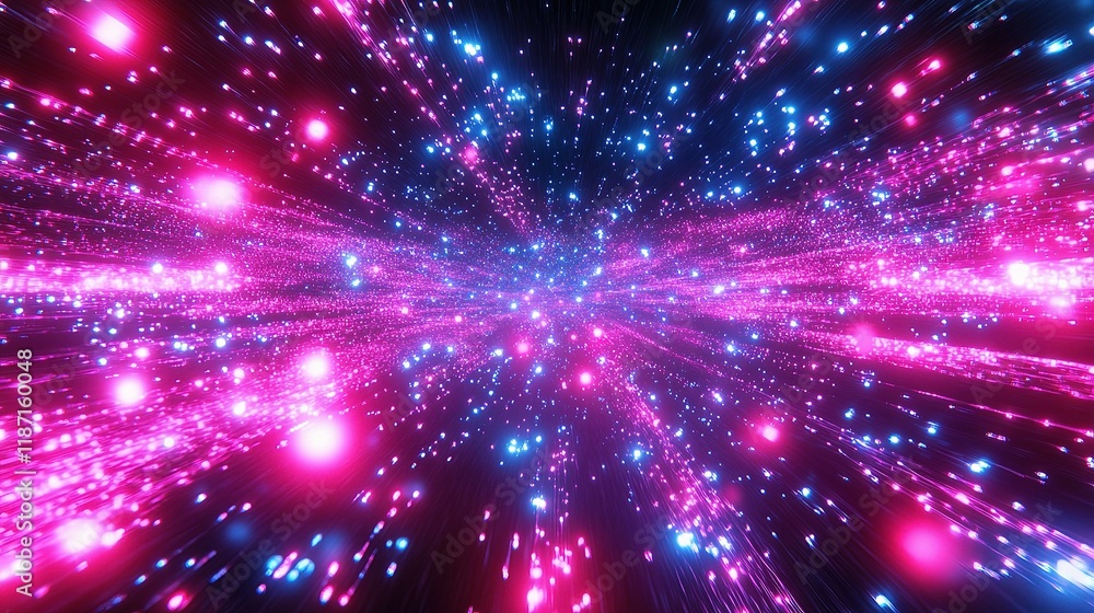 Digital Cyberspace with Floating Particles in Vibrant Colors Digital Cyberspace with Floating Particles in Vibrant Colors
