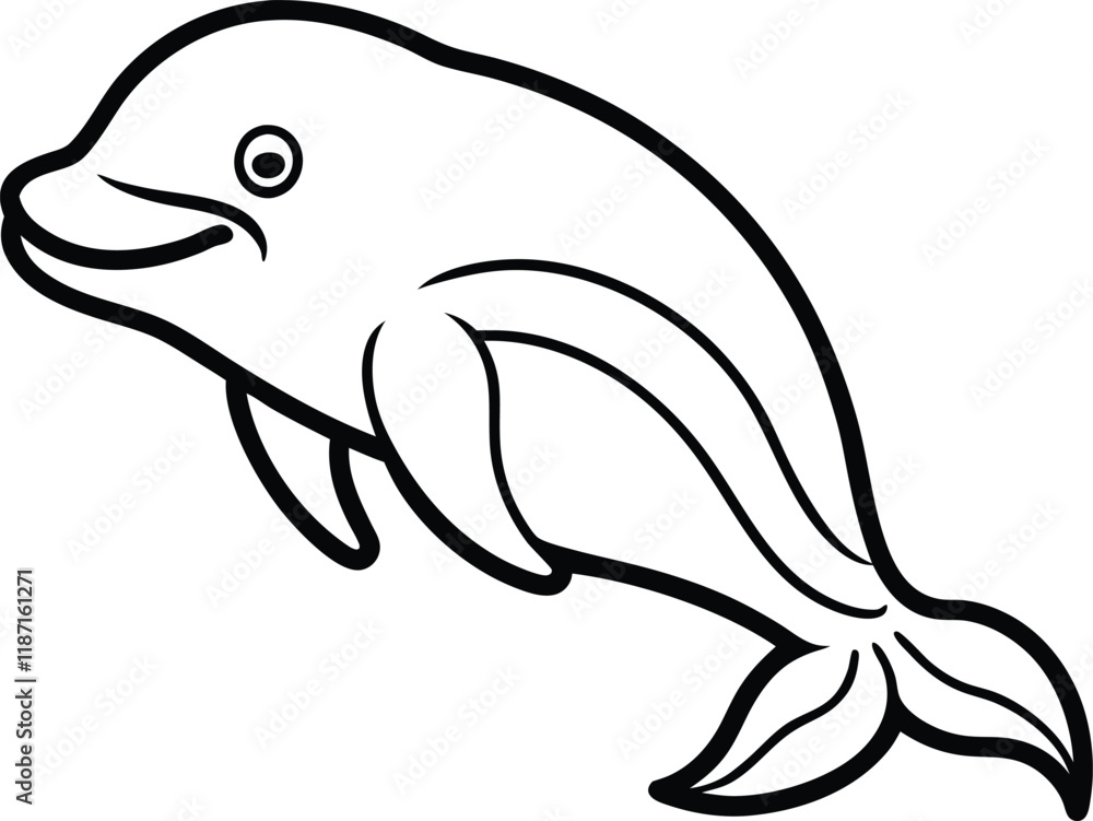 Fototapeta premium Elegant Dolphin Line Art for Coloring Pages