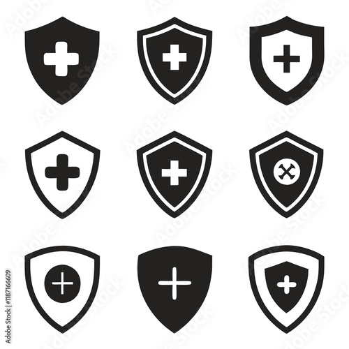 Health protection shield icon Symbols