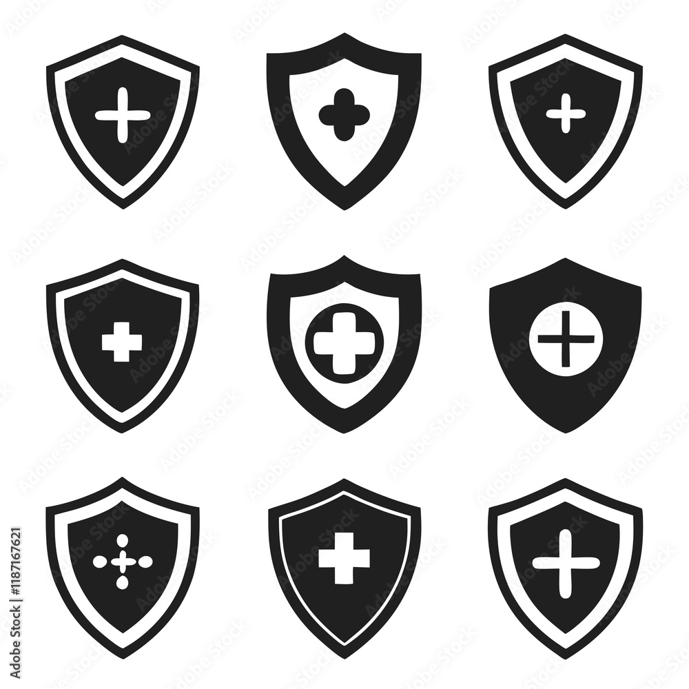 Health protection shield icon Symbols Health protection shield icon Symbols