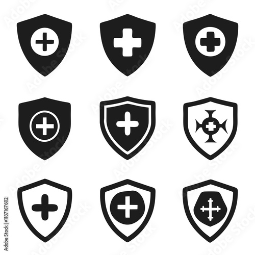 Health protection shield icon Symbols