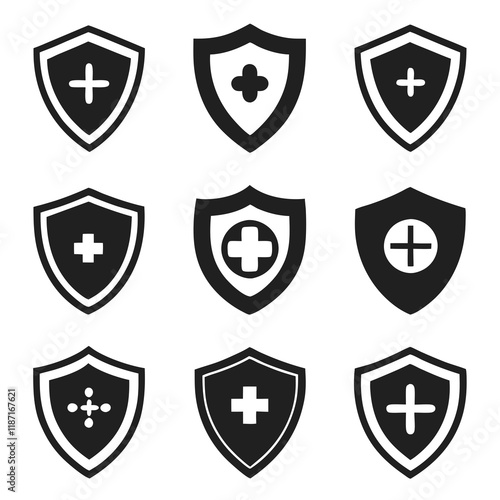 Health protection shield icon Symbols