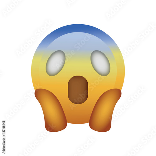 Isolated emoji yellow spooky face with the two hands icon