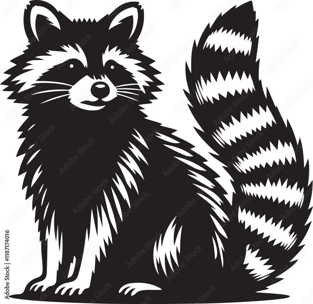 Fototapeta premium Raccoon Silhouette Vector Animal Illustration 