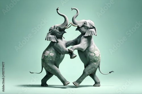 a pair of elephants waltzing
