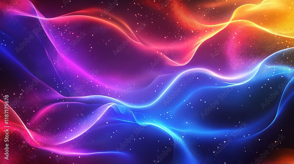 Obraz premium Futuristic Digital Light Abstraction in Vibrant Waves of Color