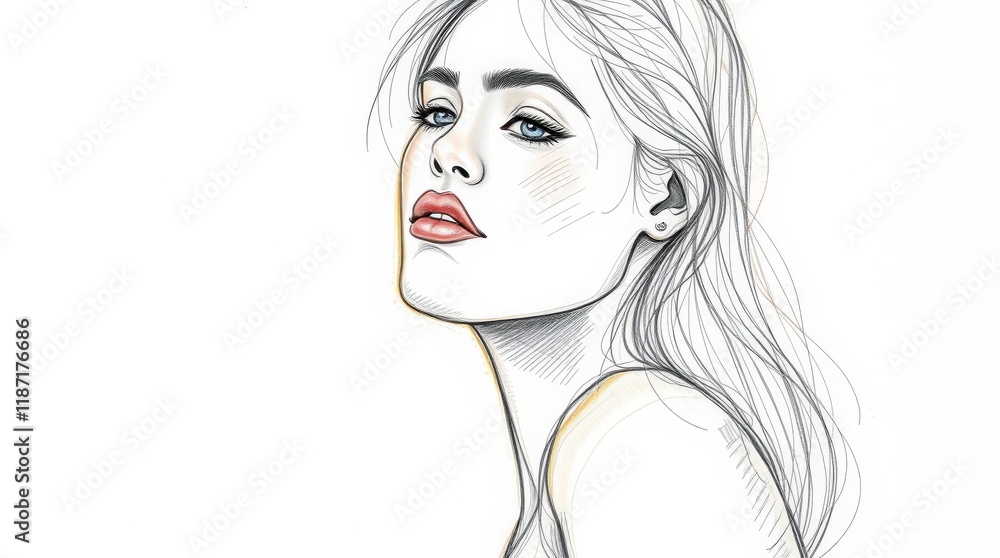 Stylized Portrait of a Woman with Blue Eyes Stylized Portrait of a Woman with Blue Eyes