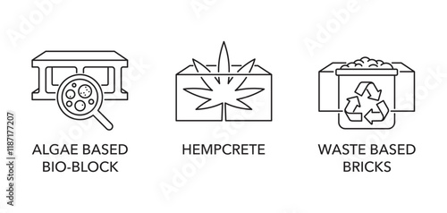 Modern construction materials - algae bio-block, hempcrete, waste based bricks