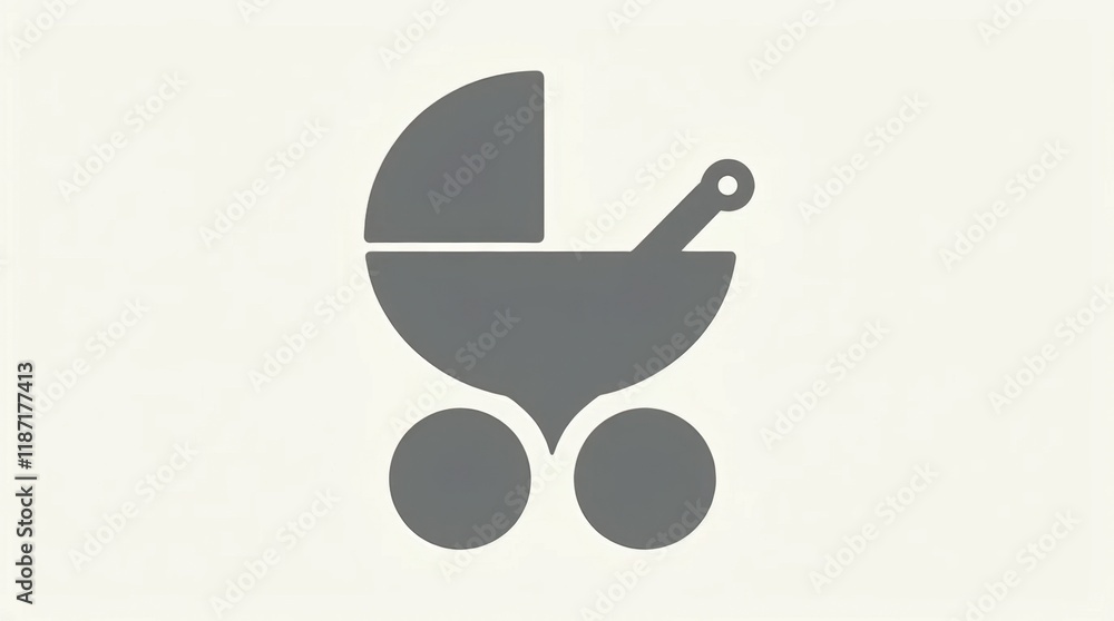 Baby Stroller Icon with Curved Canopy and Wheels Baby Stroller Icon with Curved Canopy and Wheels