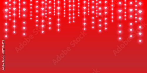 Happy valentine Vector greeting card Shining pink hearts Red background 14 february Day all lovers Copy space text Gentle design Golden shining Love Valentine's Day card Wedding Birthday  banner