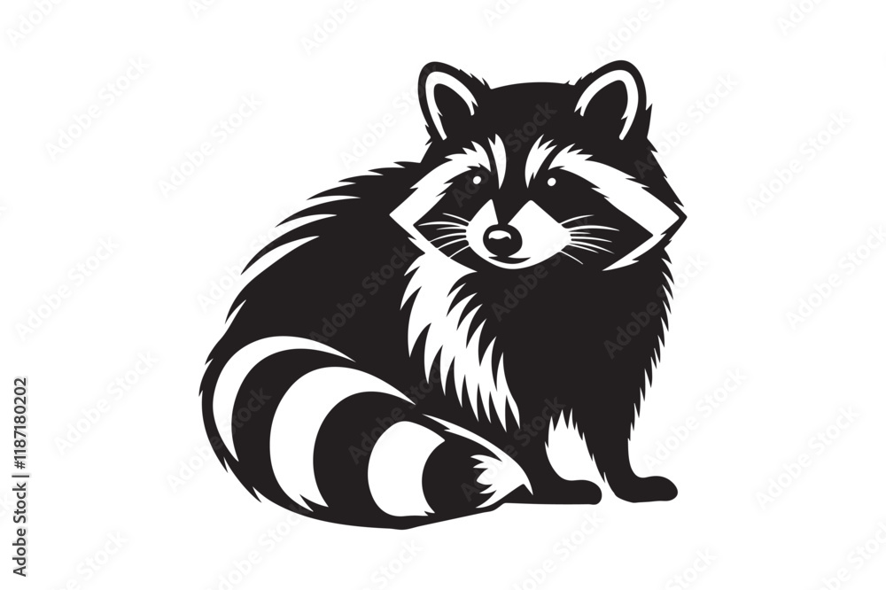 Obraz premium Raccoon Silhouette Vector Animal Illustration 