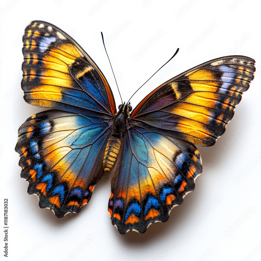 Fototapeta premium Vibrant Blue and Orange Butterfly Wings.