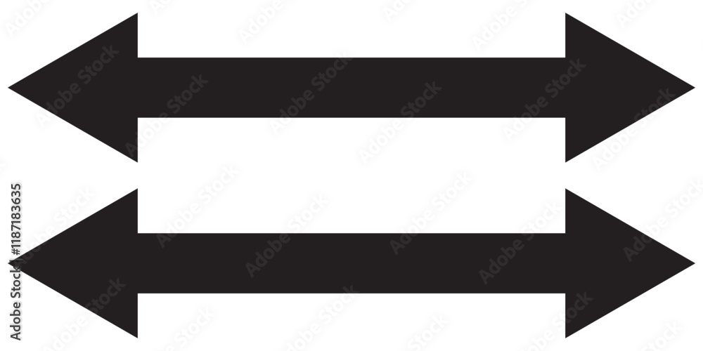 Double arrow icon vector . Two side arrow icon. Double arrow icon set vector in two styles isolated on white background. Vector illustration. Double arrow icon vector . Two side arrow icon. Double arrow icon set vector in two styles isolated on white background. Vector illustration.