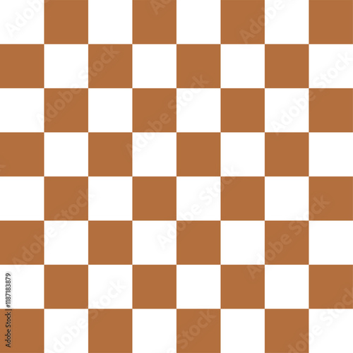 Chess board brown Mosaic Tile vector illustration. Brown Chessboard background. Seamless brown and white square grid pattern for a chess game, flat graphic design EPS 10.
