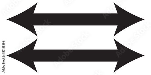Thin Double arrow transparent icon. Double arrow symbol design from Web navigation collection. Black horizontal double arrow. 