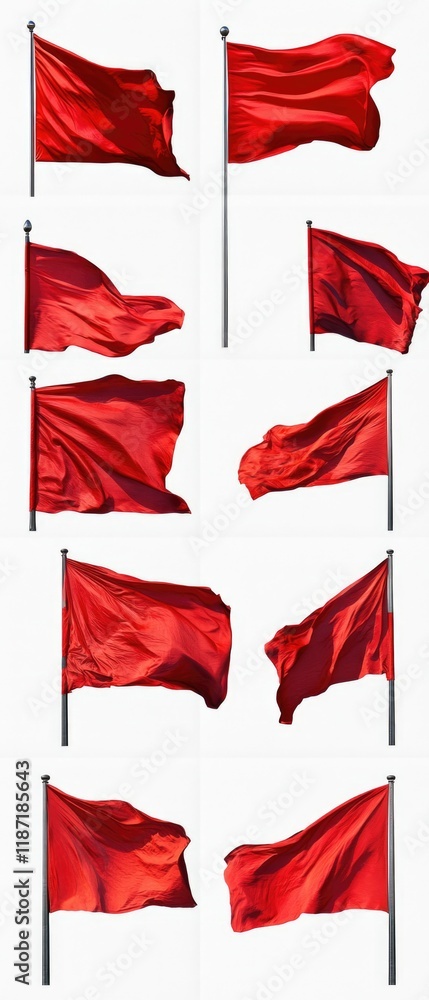 Red Flags Displayed in a Line Red Flags Displayed in a Line