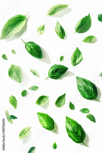 Fresh and Natural Leaf Pattern on White Background