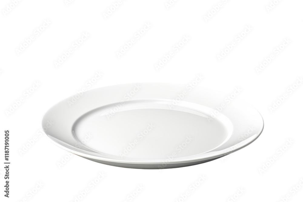Simple white plate for serving food in a modern dining setting or culinary presentation Simple white plate for serving food in a modern dining setting or culinary presentation