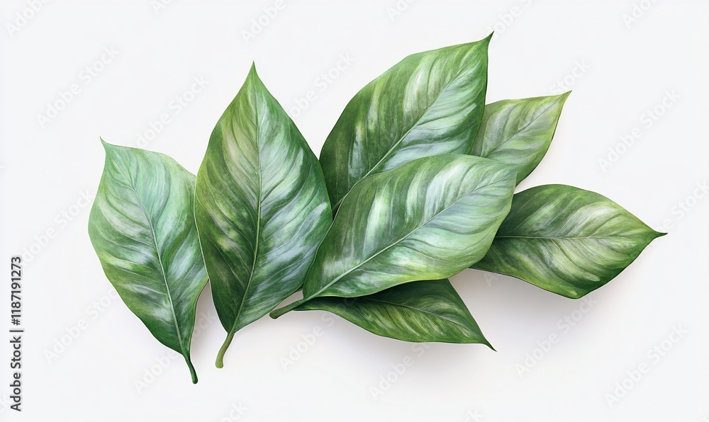 Fototapeta premium Tropical leaves, top view, elegant design, for print or digital