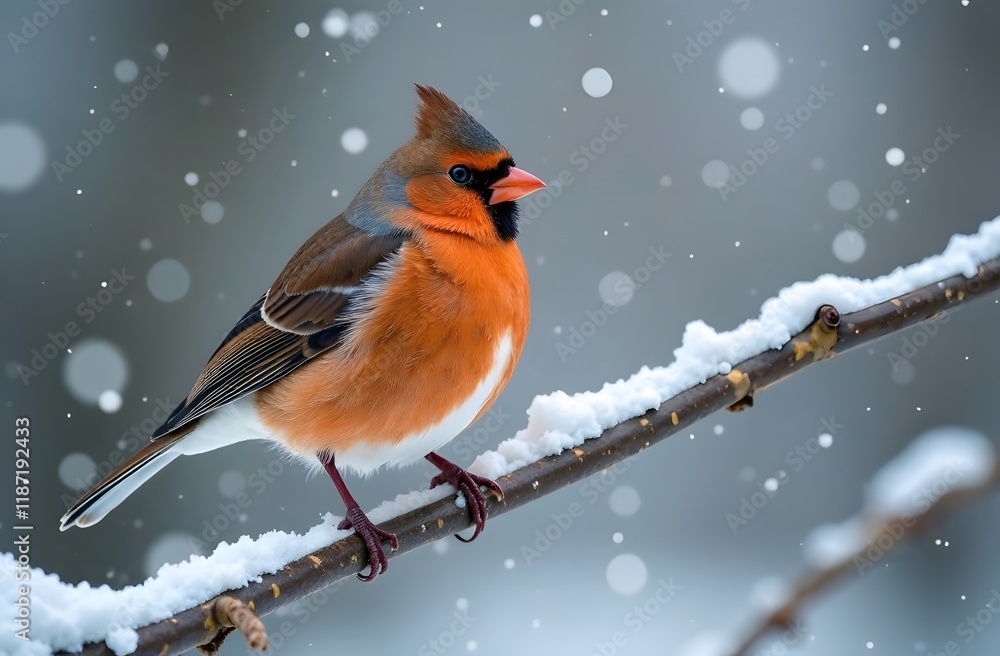 A beautiful male bullfinch sits on the branch in winter. Pyrrhula pyrrhula A beautiful male bullfinch sits on the branch in winter. Pyrrhula pyrrhula