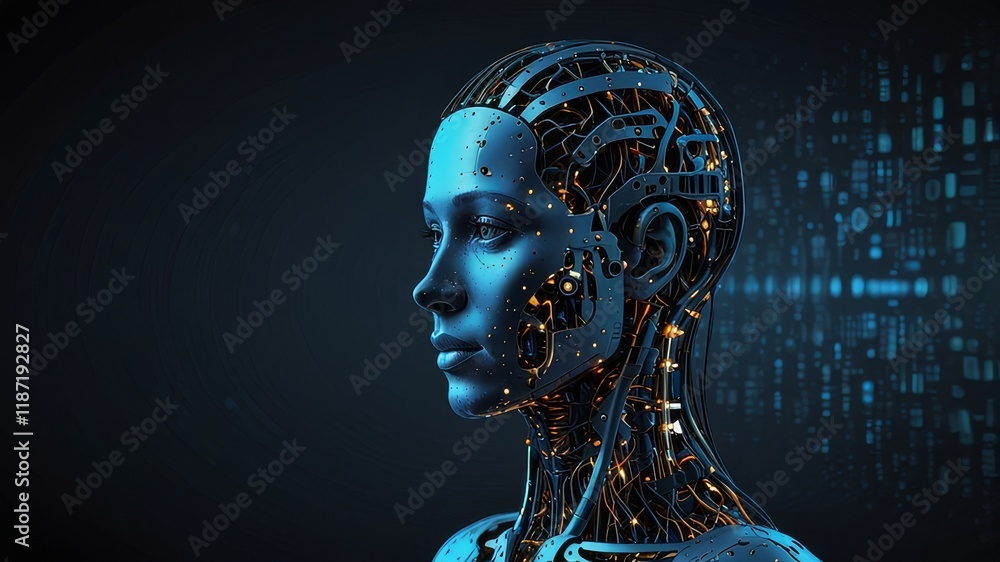 A futuristic digital silhouette of artificial intelligence technologie A futuristic digital silhouette of artificial intelligence technologie