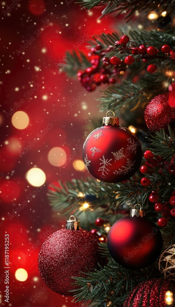 Fototapeta premium Festive Christmas Tree with Ornaments