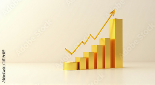 business graph with arrow, graph, business, chart, arrow, growth, diagram, success, finance, bar, 3d, market, money, progress, up, illustration, graphic, stock, profit, grow, data, financial, sign, re photo