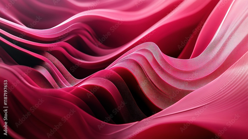 Obraz premium Abstract Flowing Wave Lines in Vibrant Pink Tones