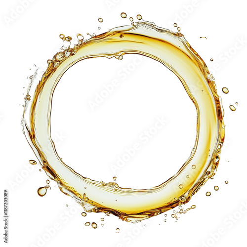 Oil Splash Circle Isolated on White and Transparent Background