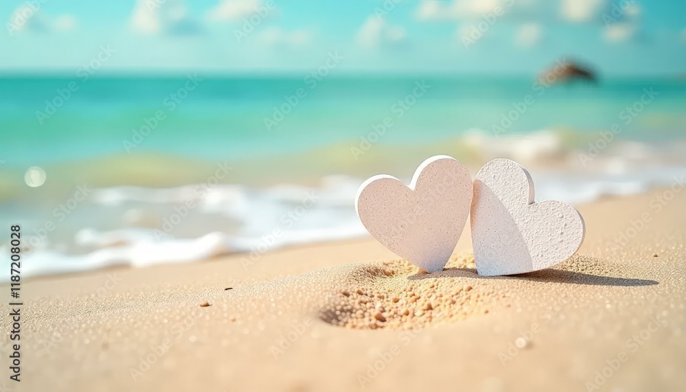 Beach Hearts_ Love on the sand, tropical beach, ocean view_ Beach Hearts_ Love on the sand, tropical beach, ocean view_