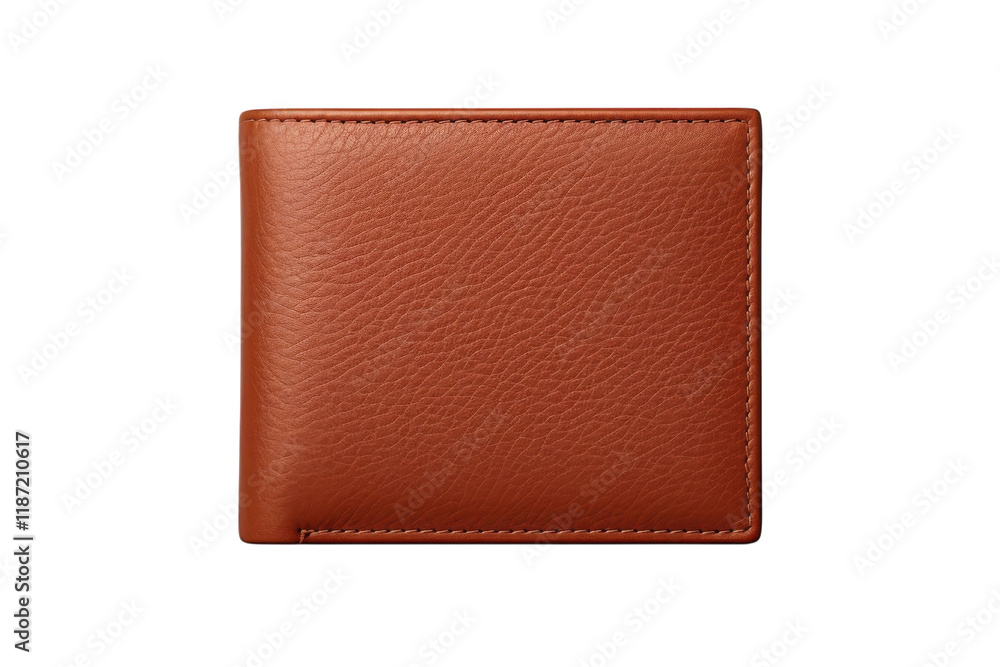 Brown leather wallet displayed on a minimalistic background highlighting its texture and design Brown leather wallet displayed on a minimalistic background highlighting its texture and design