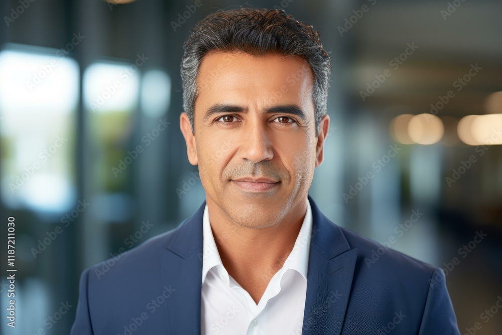 Fototapeta premium Portrait of a mature businessman exuding confidence in a contemporary office environment