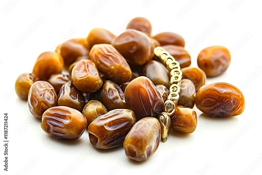 Obraz premium Ramadan Dates and Lanterns on White Background