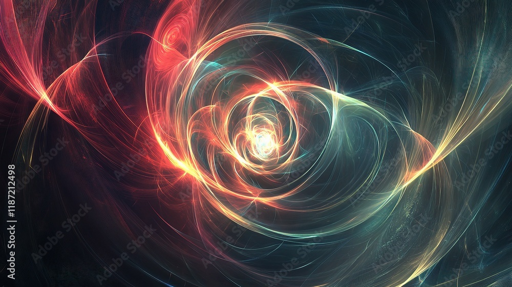 Fototapeta premium Futuristic Glowing Circular Lines on a Dark Abstract Background