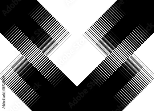 Abstract geometric pattern, black on white background. Striped black and white design element. Modern vector background from lines with space for text. For posters, advertising, printing